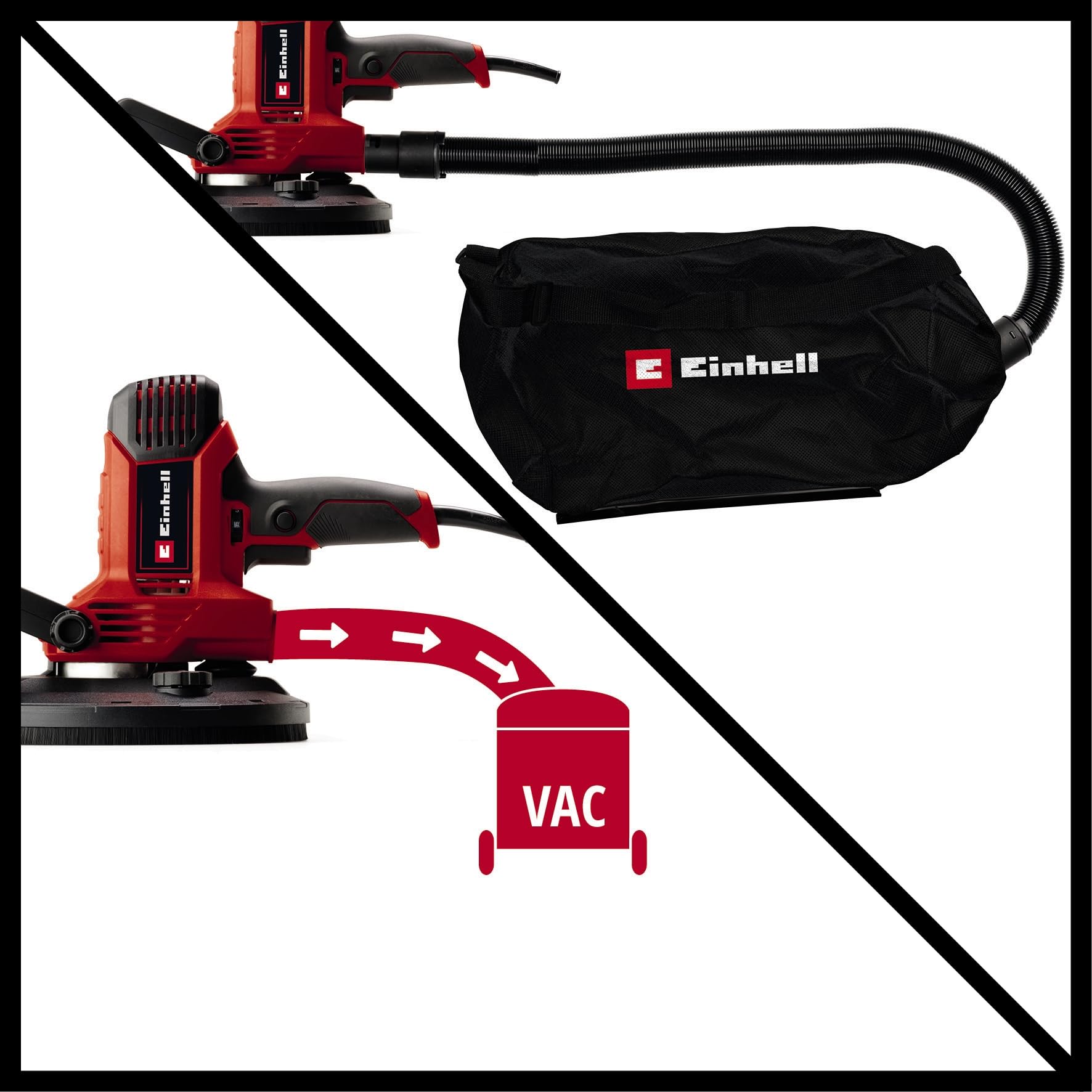 Einhell Trockenbauschleifer TC-DWS 225 (1220 W, Schleifteller mit Bürstenkranz, integrierte Staubabsaugung, inkl. 6x Ø 225 mm Schleifpapier)