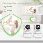 Blemil Babyphone, Video Babyphone mit 2-Kameras und Audio, 6 IPS große Split Screen Fernbedienung Schwenk/Neige/Zoom, Videomonitorkameras mit klarer Nachtsicht und 30hours Batterielaufzeit