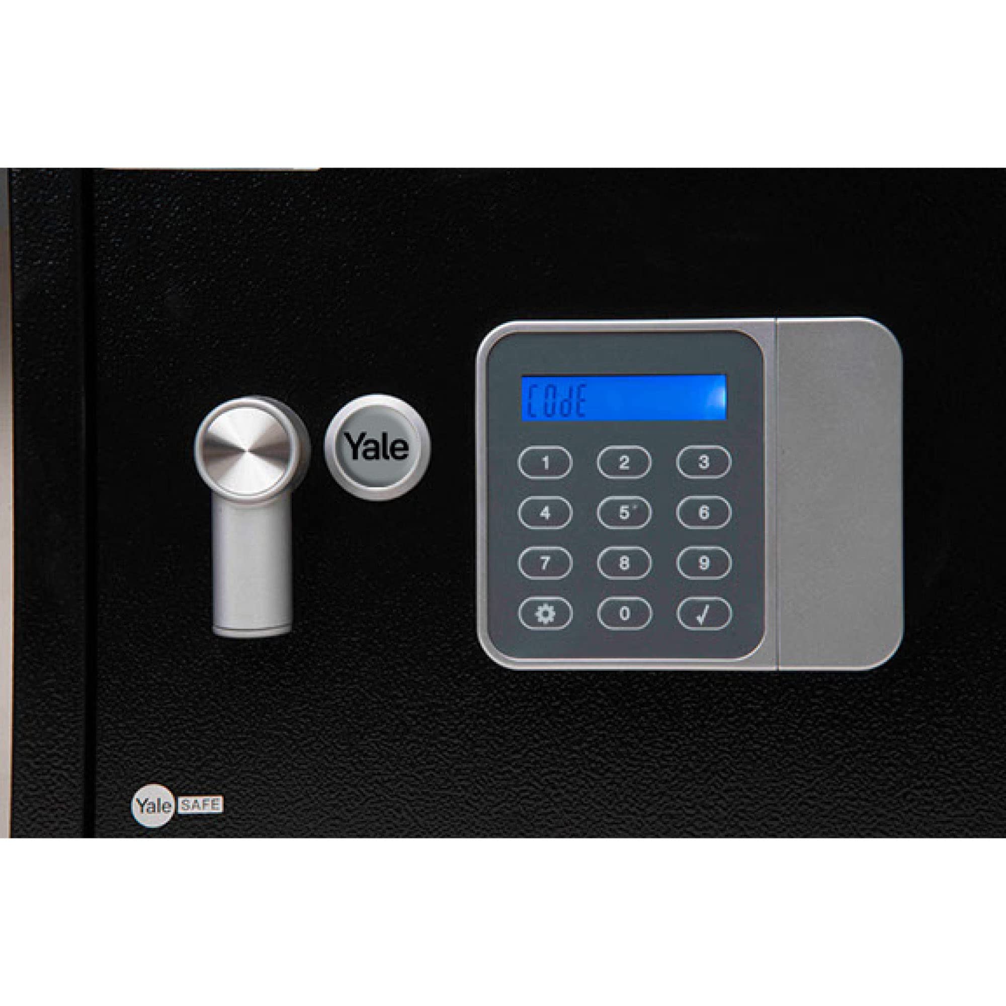 Yale Elektronischer Gäste-Tresor Laptop YLG/200/DB2 Schwarz – 24 L – PIN Code 3–6 Stellen – LCD Display – Auto Sperre – Teppichboden – Befestigung an Wand oder Boden – 200×430×350 mm