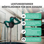 VONROC Mörtelrührer inkl. Rührwerk [1800W] - Betonmischer Quirl [mit Sanftanlauf] für Beton, Zement, Farbe, Mörtel - 2 Geschwindigkeitsmodi