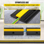 Happybuy 1 Kanal Kabelschutzmatte, Überfahrschutz für Kabel, 4 Stück Kabelbrücke aus Handelsüblichem Thermoplastischem Gummi mit Modularem Design für Parkplätze, Lagerhäuser,100 x 15 x 2,5 cm, Schwarz