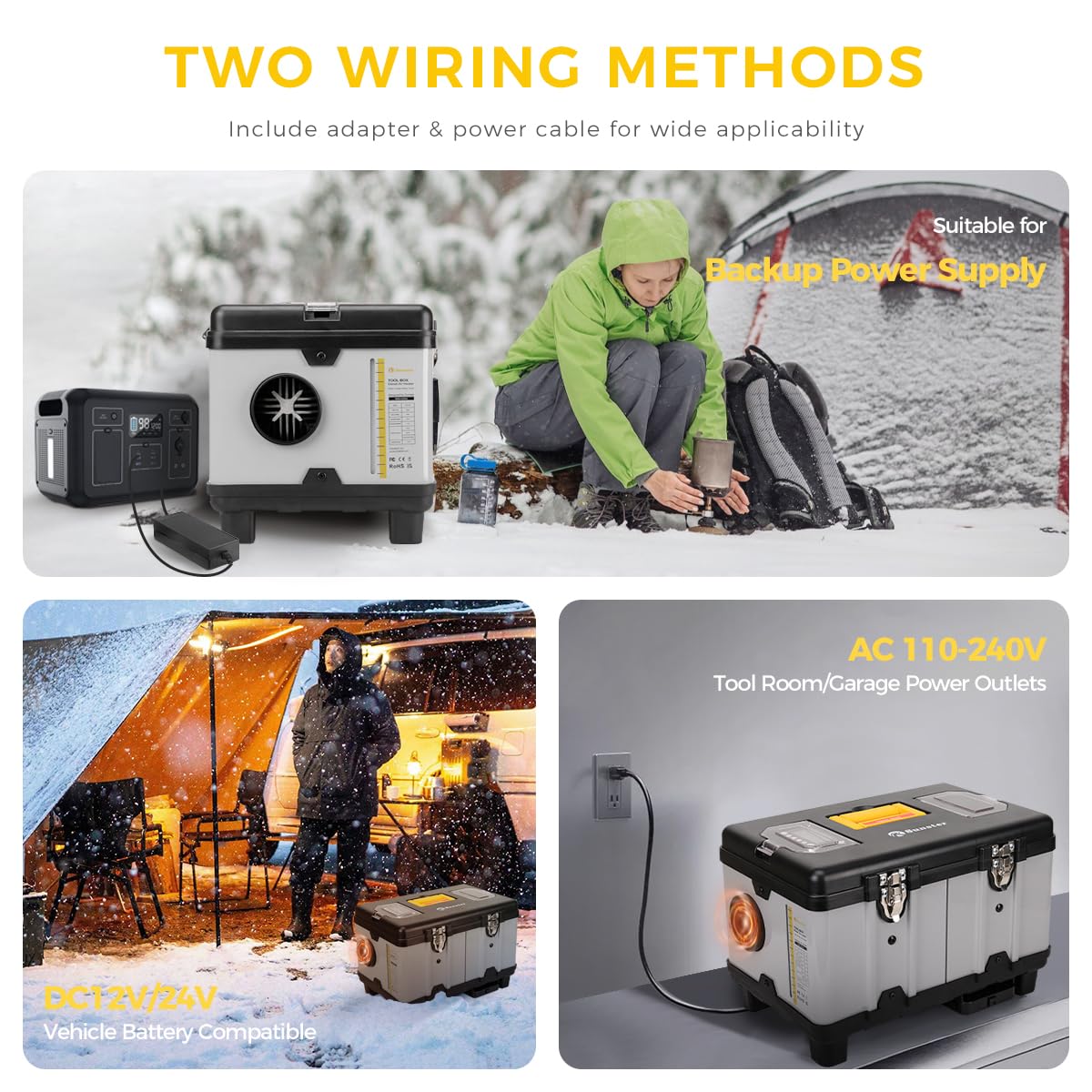 Sunster 8kW Tragbare Diesel Luftheizung, 110-240V AC & 12/24V DC Diesel Standheizung mit Drahtloser Temperaturschalter mit CO-Detektion, Dieselheizung mit Automatischer Start&Stop, Lüftungsmodus