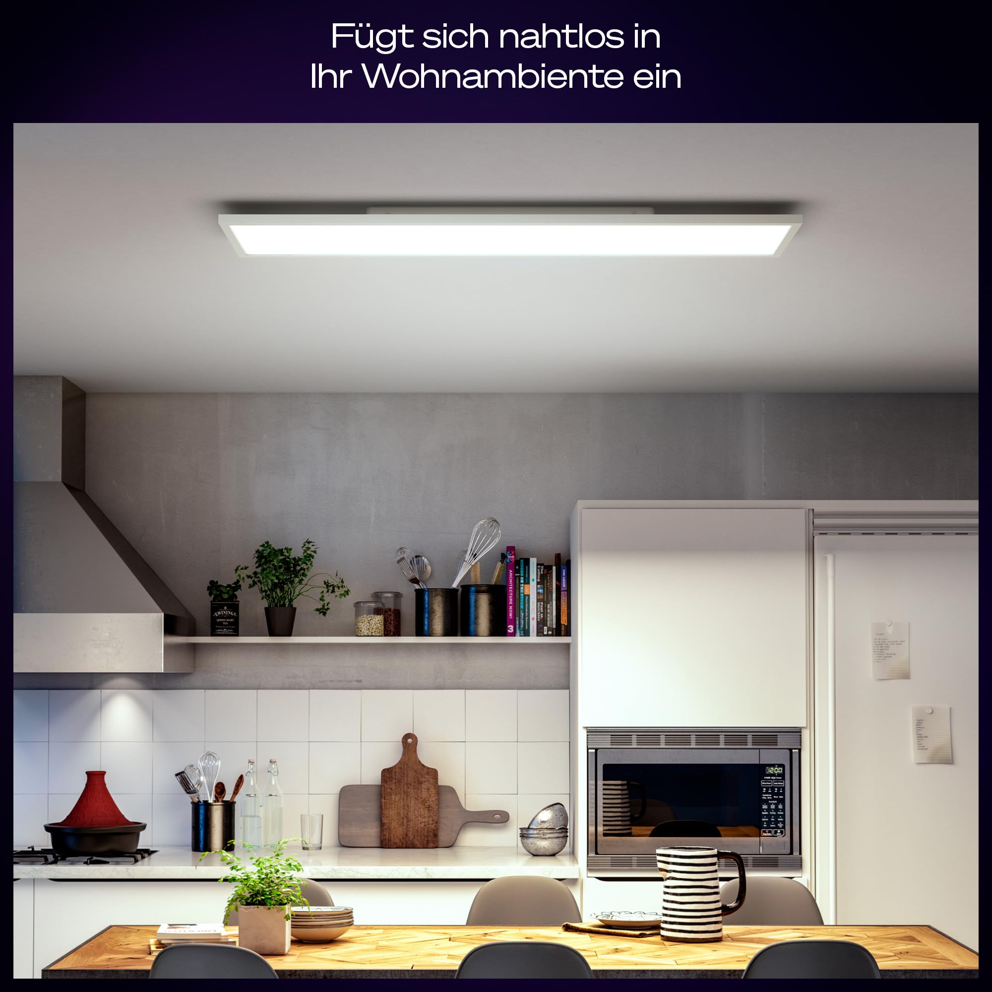 Philips Hue White Ambiance Aurelle smarte LED Panelleuchte, 120x30cm, Innenbeleuchtung, Smart Home Deckenleuchte für Schlafzimmer/Wohnzimmer, neue Generation, weiß