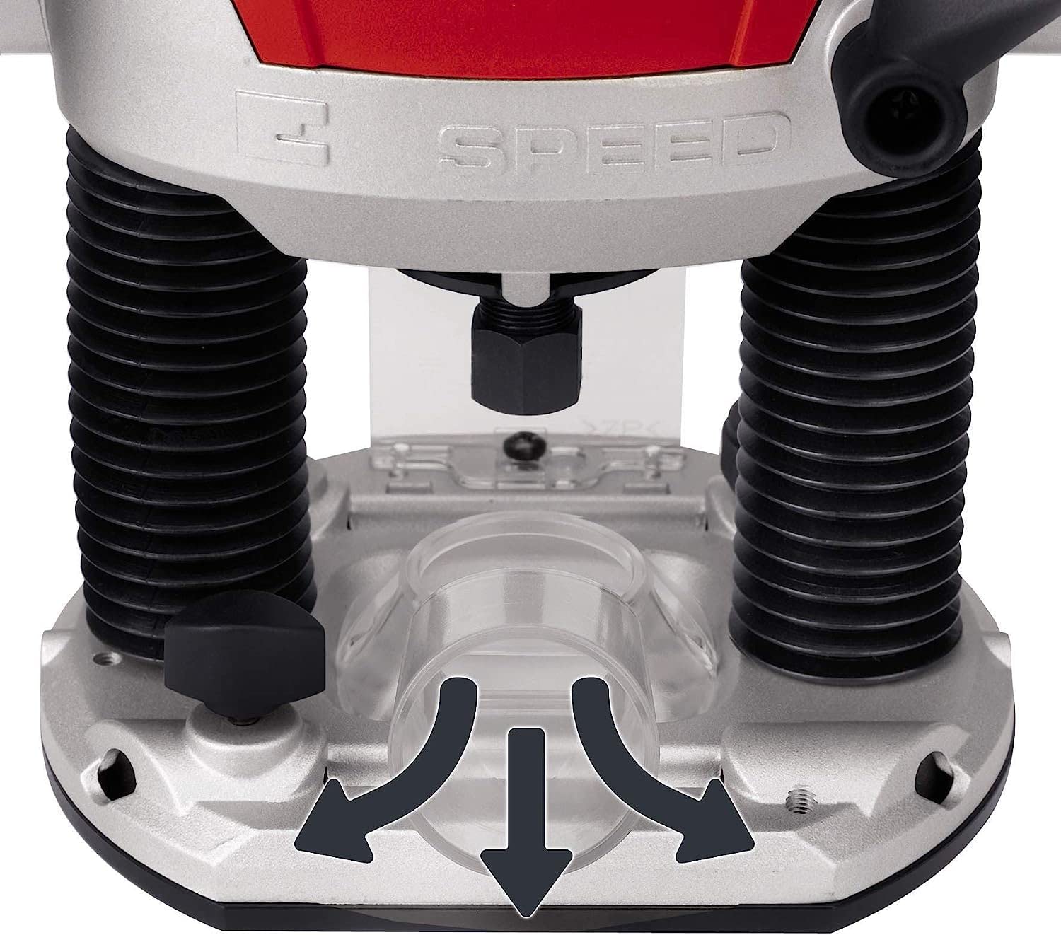 Einhell Oberfräse TE-RO 1255 E (1200 W, Spannzange Ø 6 und 8 mm, 55 mm Hubhöhe, elektronische Drehzahlregulierung, Spindelarretierung, einfacher Werkzeugwechsel) Rot/Schwarz
