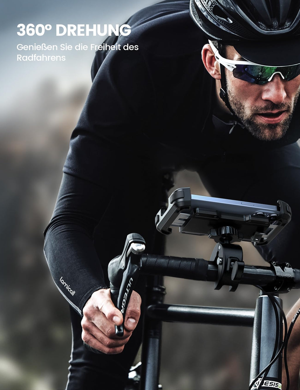 Lamicall Handyhalterung Motorrad, Handyhalter Fahrrad - 2026 Universal 360° Lenker Halter für iPhone 17 16 15 14 Pro Max Plus, Air, SE, 13 12 Pro Max Mini, 11 Pro Max, Xs, XR, Samsung S24, Smartphone