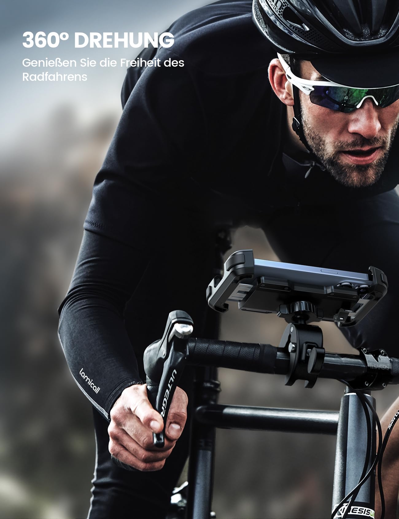 Lamicall Handyhalterung Motorrad, Handyhalter Fahrrad - 2026 Universal 360° Lenker Halter für iPhone 17 16 15 14 Pro Max Plus, Air, SE, 13 12 Pro Max Mini, 11 Pro Max, Xs, XR, Samsung S24, Smartphone