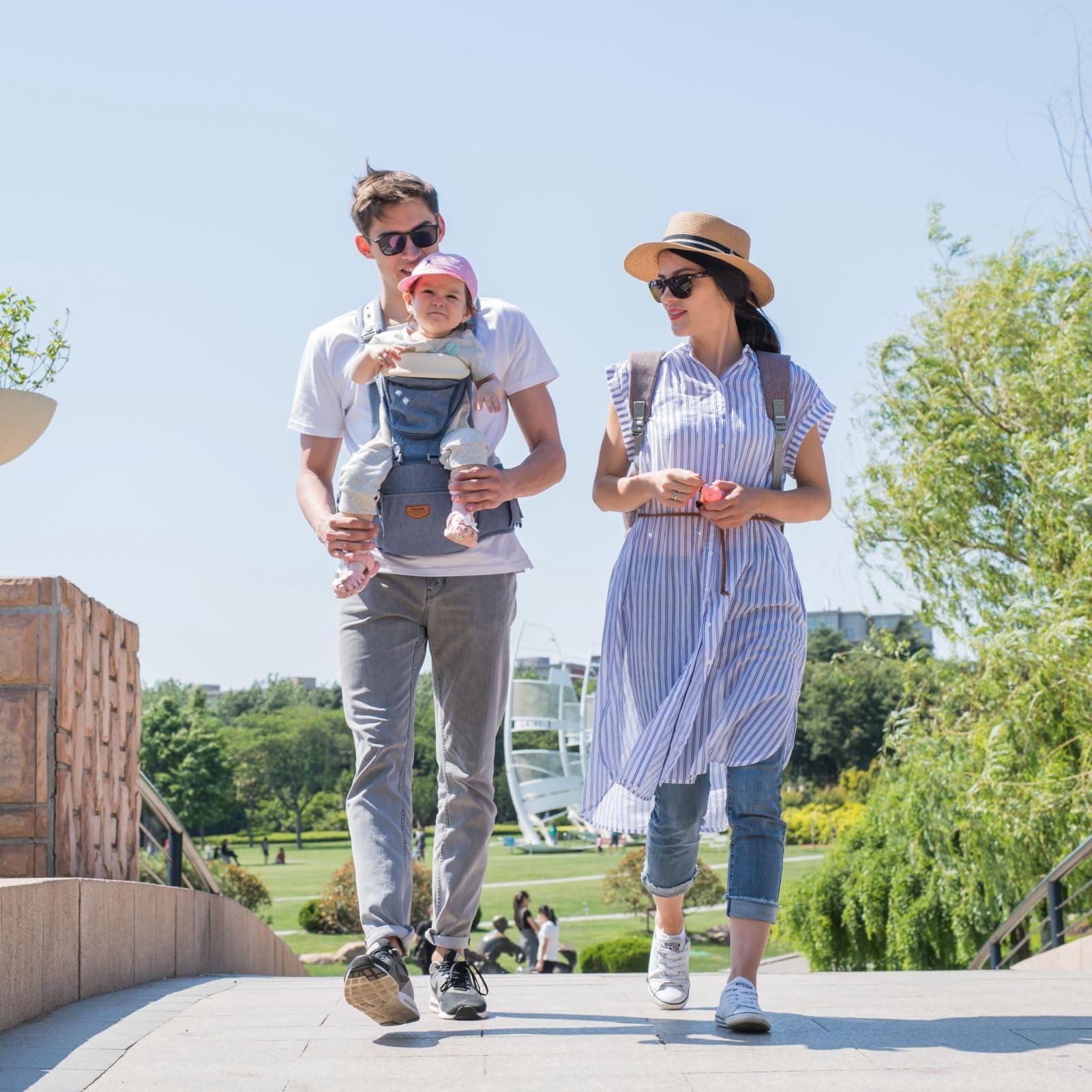 SUNVENO Babytrage Ergonomisch，Baby Carrier mit Abnehmbarer Kapuze, Hüftsitz baby mit Speicheltuch, 3in1 Babybauchtragen für Baby 3-36 Monate, Babyrückentragen 0-20Kg (Grau)