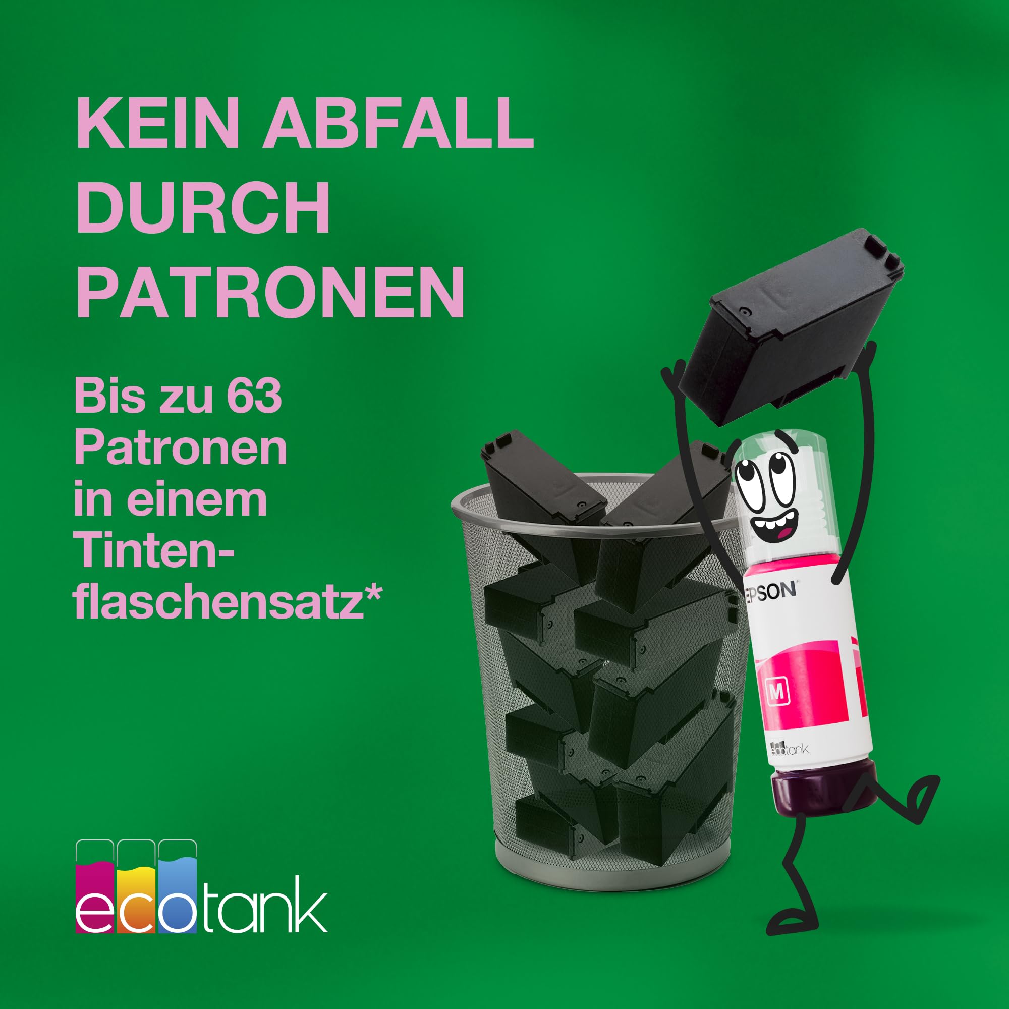 EcoTank ET-3950 A4-Multifunktionsdrucker mit Wi-Fi & AirPrint Tintentank, automatischem Dokumenteneinzug, beidseitigem Druck, Scannen & Kopieren, bis zu 3 Jahre Tinte im Lieferumfang enthalten
