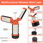 T-SUN Baustrahler LED mit Stativ, Wiederaufladbare Arbeitslicht mit 9000mAh Akku, 5 Leuchtmodi Kabellose LED Arbeitsleuchte, Teleskopstativ und Tragetasche, Akku Strahler Für Camping Garage Baustelle