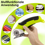 Elektrische Schere Mit Werkzeugkasten, Kartonschneider, Kabellose Rollschneider, 4.2V/2.0Ah Akku Schere, Universalschneider, Wiederaufladbarer Leistungsstarker Akkuschere für Stoff Teppich Leder Filz