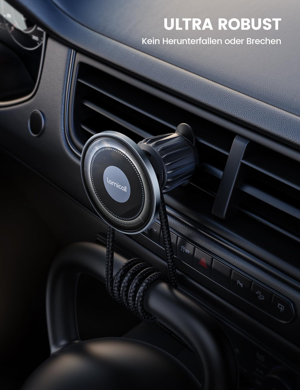 Lamicall Handyhalterung Auto für MagSafe Autohalterung - [2026 HD-Glas-Platte] Stark Magnetische Handyhalter Auto Lüftung, KFZ Handy Halterung Magnet für iPhone 17 16 15 14 13 Pro Max, Alle Smartphone