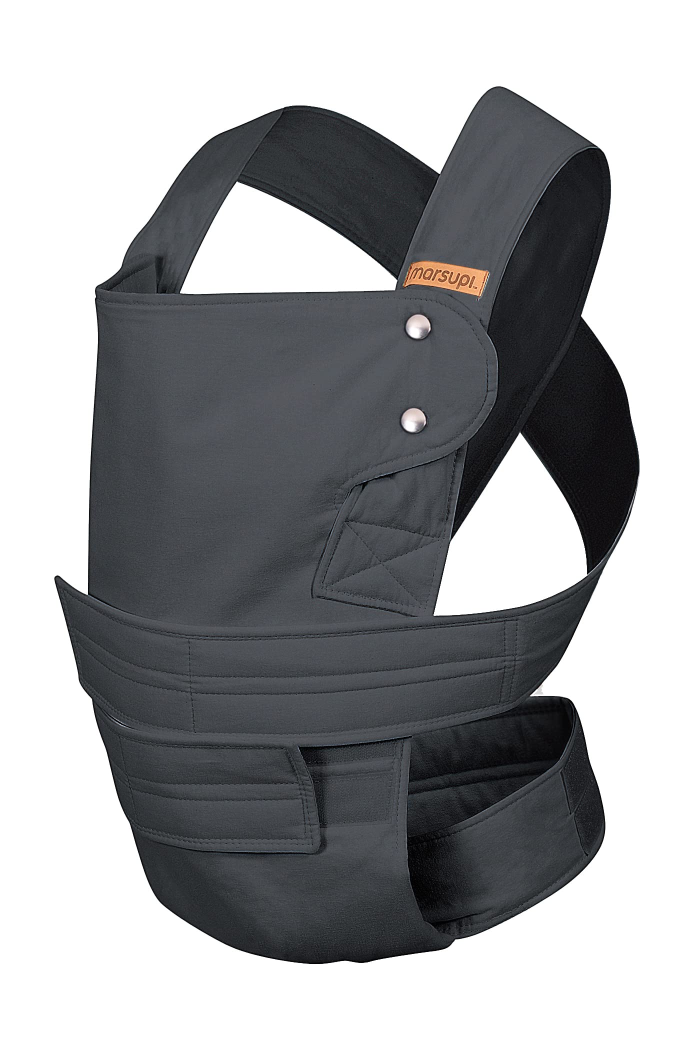 marsupi Classic Babytrage - Neugeborene von der Geburt bis zu 15 kg - Baby Erstaustattung - Klett-Verschluss - Leicht und Kompakt - Grey XL
