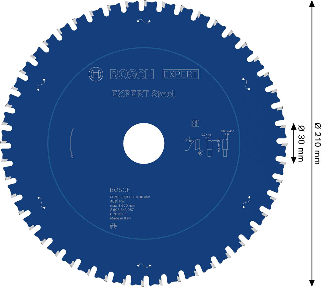 Bosch Accessories Bosch Professional 1x Kreissägeblatt Expert for Steel (für Stahl, Sägeblatt Ø 210 x 30 x 2,0 mm, 48 Zähne, Zubehör Kreissäge)