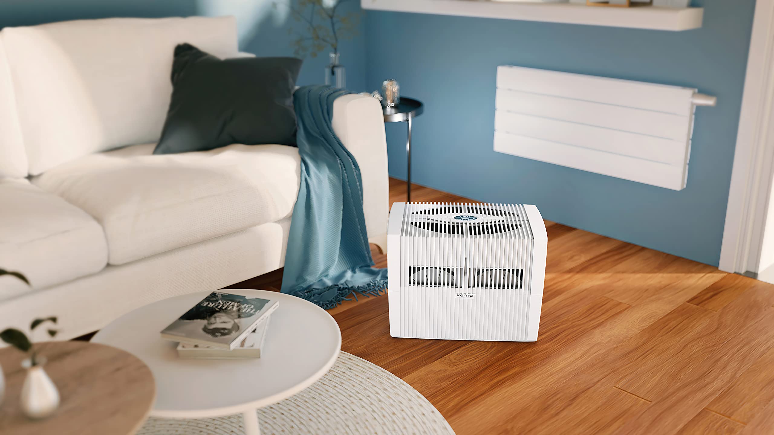 Venta Luftbefeuchter LW45 Comfort Plus, sehr leise 24 dB(A), energieeffizient 3 Watt, hygienische Kaltverdunstung ohne Filter, großer 10 l-Tank, bis 60 m², Automatik-, Sleep-Modus, mit Duftfunktion