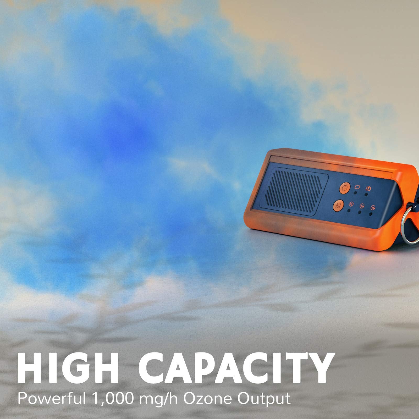 Airthereal PA1K-GO tragbarer Ozongenerator - schnurloser, batteriebetriebener Geruchsbeseitiger für Auto, Hotelzimmer, Büros, Badezimmer sowie andere, kleine Räume (blau-orange)