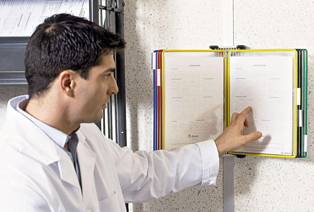 Tarifold Fr 214000 - Wall Display Support A4 Dokumentenhalter - Kapazität für 10 Tarifold Pivot-Taschen (leer, ohne Taschen) - Ausziehbar, Metall grau