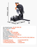 VEVOR Kappsäge Gehrungssäge mit 355 mm Edelstahl-Kaltschnittsägeblatt & 3500 W bürstenlosem Motor & 750–1200 U/min, Metallkappsäge für quadratische & flache Metallrohre, I-förmige Stähle