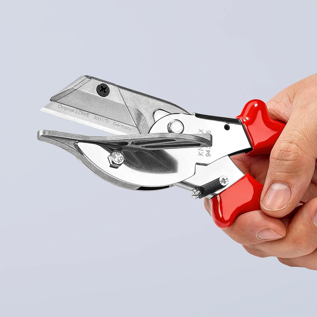 KNIPEX Gehrungsschere für Kunststoff- und Gummiprofile verchromt mit Kunststoff-Hüllen 215 mm, 94 35 215