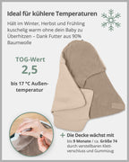 ULLENBOOM Einschlagdecke Babyschale, 100% OEKO-TEX Materialien, Sand (Made in EU) - Babydecke für Kindersitz oder Kinderwagen, kuschelige Decke für Babys, Ideal für Herbst und Winter