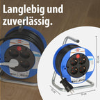 Brennenstuhl Garant Kompakt Kabeltrommel/Kabelrolle mit 4 Steckdosen (15m Kabel in schwarz, aus Spezialkunststoff, Made in Germany)