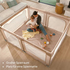 Lionelo Kinderlaufgitter 150 x 180 x 75 cm Florence Easy Fold, atmungsaktives Netz, sicher, tragbar, einfach zusammenklappbar, 2 Eingänge mit Reißverschluss, Reisetasche