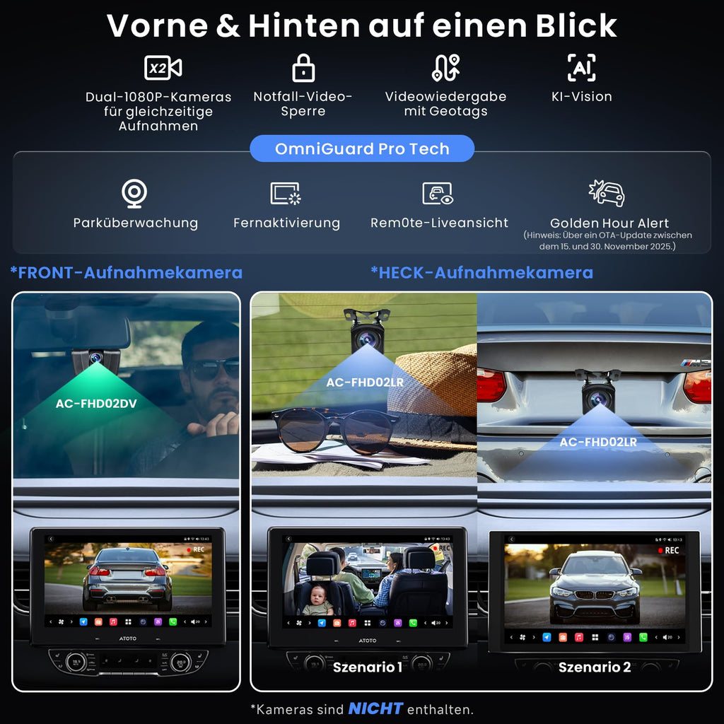ATOTOZONE 10" QLED AI Android Autoradio 1 DIN, Floating Screen Auto, 8G+128G In-Dash Navigation,4G LTE, Kabelloses CarPlay & Android Auto, Dual-Phone & 2 Bluetooth,SCVC,GPS-Tracking,X10G110E