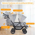 GOPLUS Geschwisterwagen Zwillingswagen, Kinderbuggy Klappbar, Buggy Zwilinge, Kinderwagen Babybuggy, Babywagen Grau, für Babys ab 6 Monate (Grau)