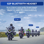 LEXIN G2P Motorrad Bluetooth Headset, Helm Kommunikationssystem für 2 bis zu 6 Personen in Reichweite von 1000m, IP67 Wasserdicht Freisprecheinrichtung mit FM Radio, Doppelpack