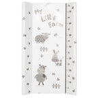 ib style ISA 2-in-1 Wickeltisch mit Badewanne, mobile Wickelkombination, rollbar, große Aufbewahrungsfläche, Wickelkommode für Babys Kleinkinder, My Little Farm Grau