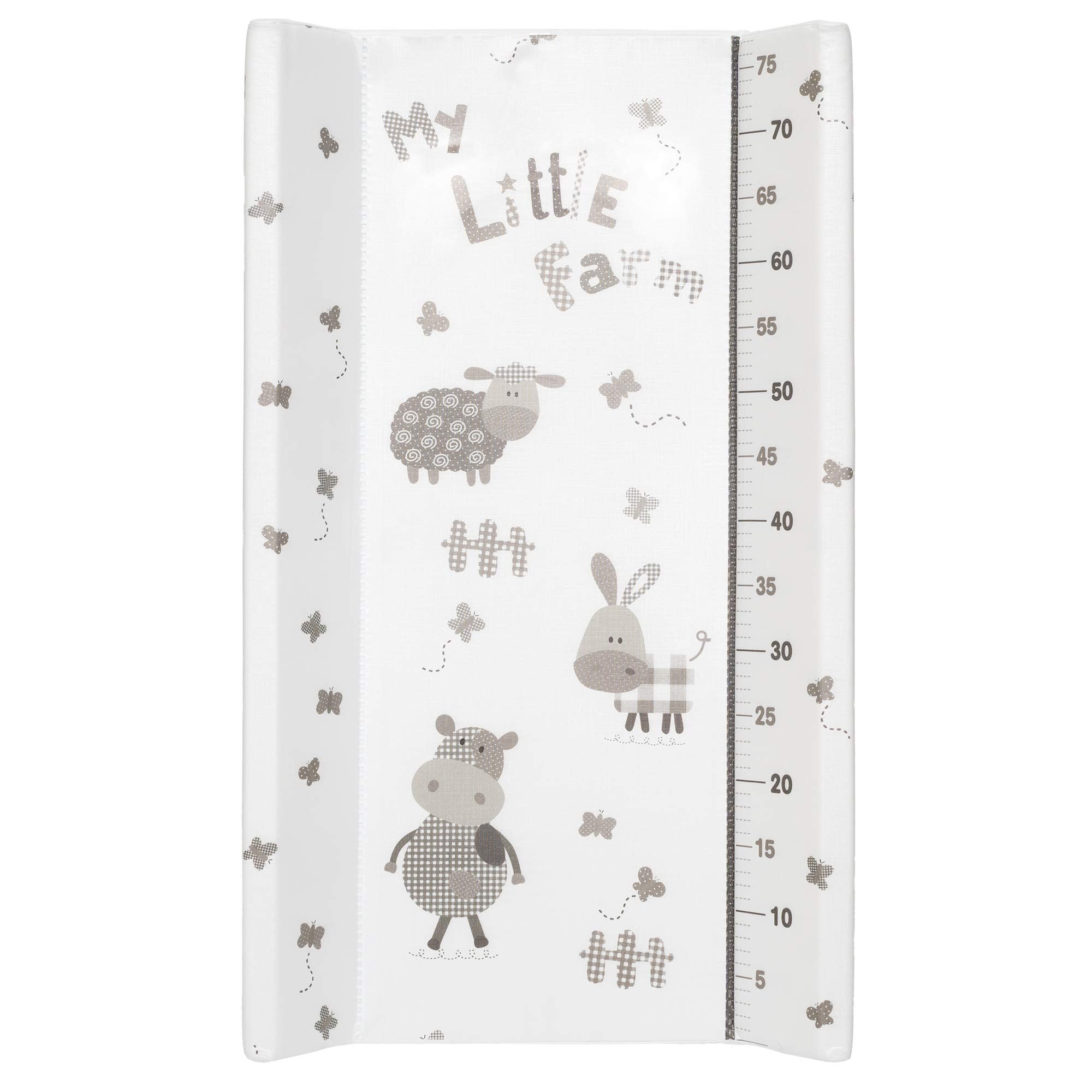 ib style ISA 2-in-1 Wickeltisch mit Badewanne, mobile Wickelkombination, rollbar, große Aufbewahrungsfläche, Wickelkommode für Babys Kleinkinder, My Little Farm Grau