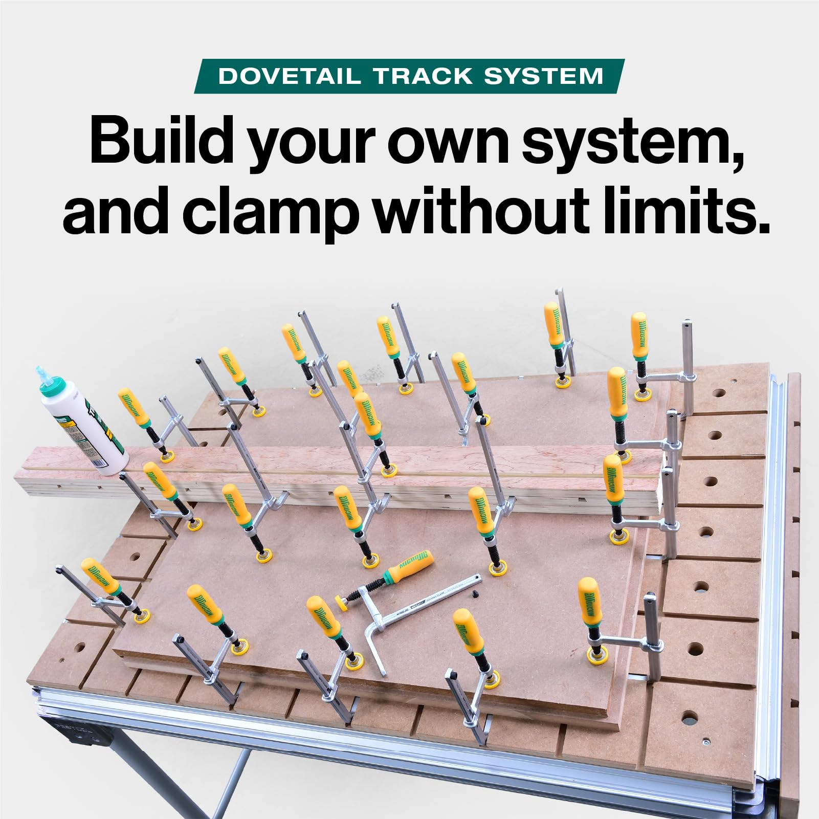 MicroJig MatchFit Dovetail Clamps – Zwingen für 14° Schwalbenschwanz-Nuten | Spannweite 130 mm, 269 kg Spannkraft, Werkbank-Zubehör
