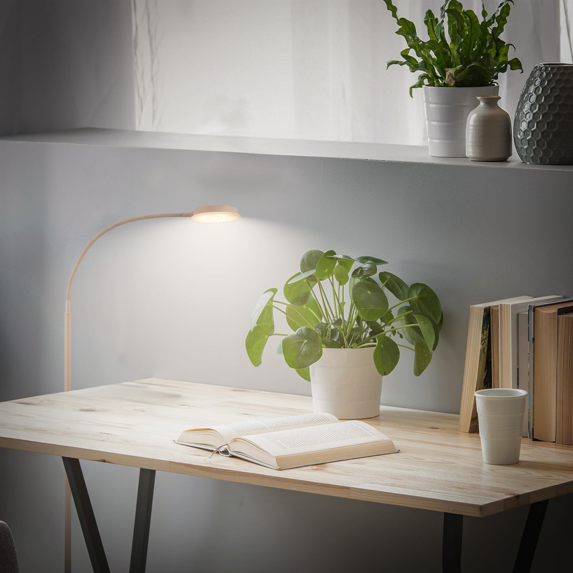 BRILONER - Stehlampe mit Touch, dimmbar, schwenkbar, Memoryfunktion, Leselampe, Wohnzimmerlampe, Schlafzimmer Deko, Deckenfluter, Standleuchte, Stehleuchte, 125,5 x 21 x 45 cm, Beige