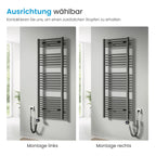 Heilmetz Badheizkörper Elektrisch 70x60cm Badheizkörper Elektrisch mit Thermostat+Timer-Funktion Gerade Handtuchheizkörper Anthrazit 330W