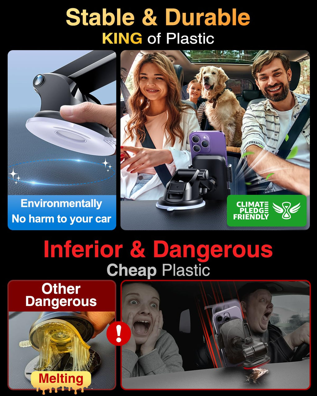VANMASS 2025【True Militär-Klasse】 Handyhalterung Auto【Upgrade Super Saugnapf & Clip 】 4 in 1 Handy Halterung Auto Handyhalter Armaturenbrett Scheibe Lüftung Zubehör Kohlefaser Blue