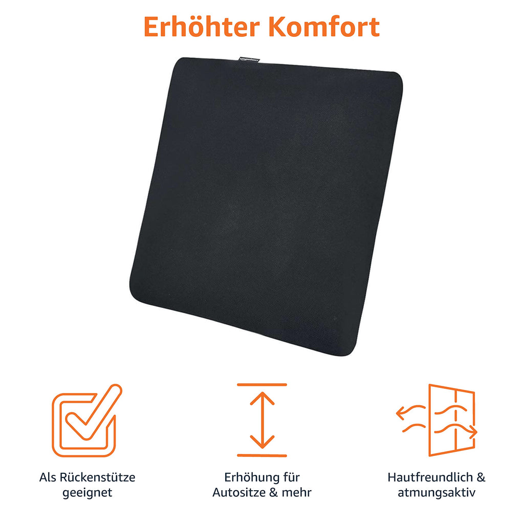 Amazon Basics Quadratisch Sitzkissen aus Memoryschaum, 38 x 38 cm, Schwarz