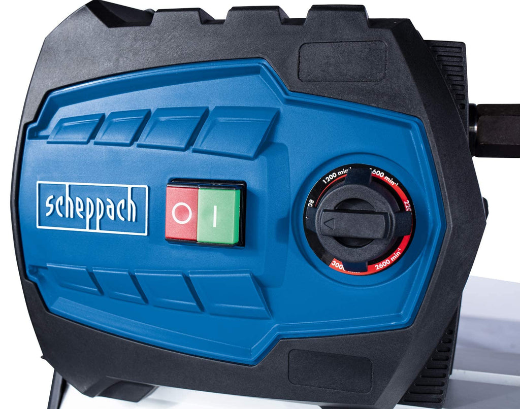 Scheppach DM600VARIO Drechselbank Drechselmaschine | 550W Leistung | stufenlose Geschwindigkeit - variable Drehzahl von 800–3000 Umdrehungen | Werkstück max. 60 x 25 cm inkl. Planscheibe