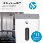 HP OneShred 8CC Aktenvernichter P4 | Schredder Aktenvernichter mit Cross Cut Partikelschnitt | Papierschredder für Zuhause & Büro | 8 Blatt Schnittleistung | Shredder Papier mit 15L Auffangbehälter