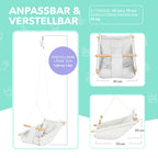 Leinwand Baby Hängematte Schaukel von Cateam - Hängende Schaukel aus Holz für Baby mit Sicherheitsgurt und Montageteilen. Baby Hängemattenstuhl Geburtstagsgeschenk. (Elfenbein)