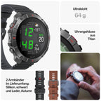 Montre Polar Grit X2 Pro Titan : Ultra robuste et performante, outils de Navigation avancés, détection de paramètres biologiques, suivi de l'entraînement et de la FC Avec Bracelet en Cuir en Plus.