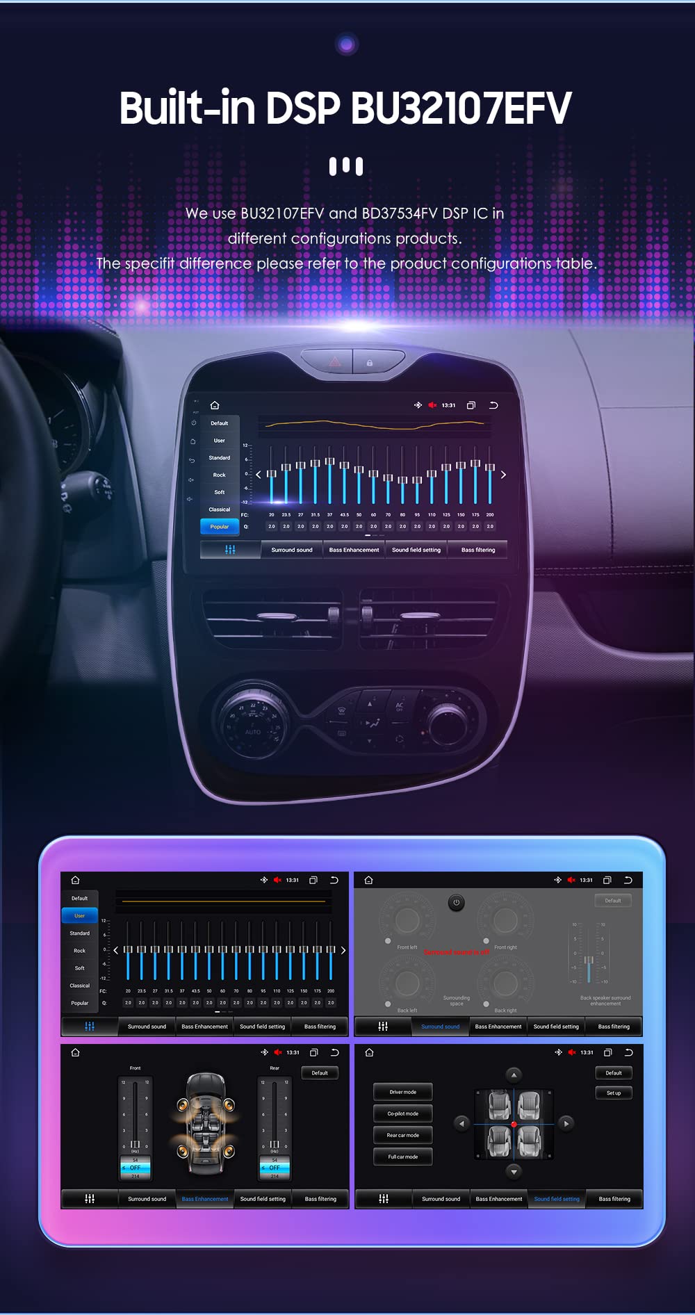 hizpo Android 14 Autoradio für Renault Clio4 2012–2019, 8-Core 4G+32G GPS Navi für Renault Clio Radio mit kabellosem CarPlay Android Auto Bluetooth DAB WiFi 4G Mirror Link Rück-/Frontkamera-Eingang/FM
