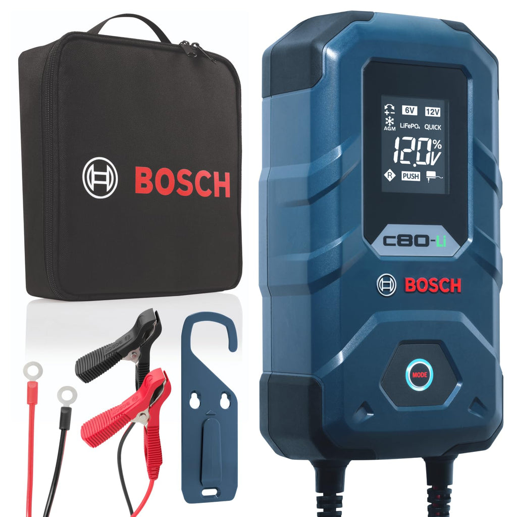 Bosch Batterieladegerät C80-Li Mit Erhaltungsladung Und Schnelllade-Modus Für Autobesitzer