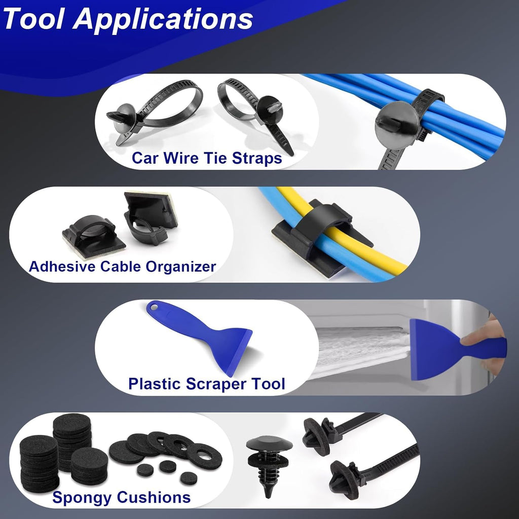 XQX 238 Stück Trim Removal Tool, Fastener Remover Plastic Pry Tool Kit, Adhesive Cable Clips Auto Push Pin Bumper Retainer Clip Set