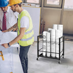 VEVOR Blaupausen Aufbewahrungsregal, Blaupausenhalter mit 12 Fächern und Rädern, mobiler Blaupausen Aufbewahrungswagen aus Metall für Karten, Poster, Architektur-Baupläne, zu Hause, Büro, Schule