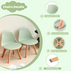 LuxNook Kindertisch mit 2 Stühlen, Kindersitzgruppe, aus FSC nachhaltigem massivem Buchenholz, 1 bis 6 Jahre Kinder, Kindermöbel für Kinderzimmer, Kindergärten, grün