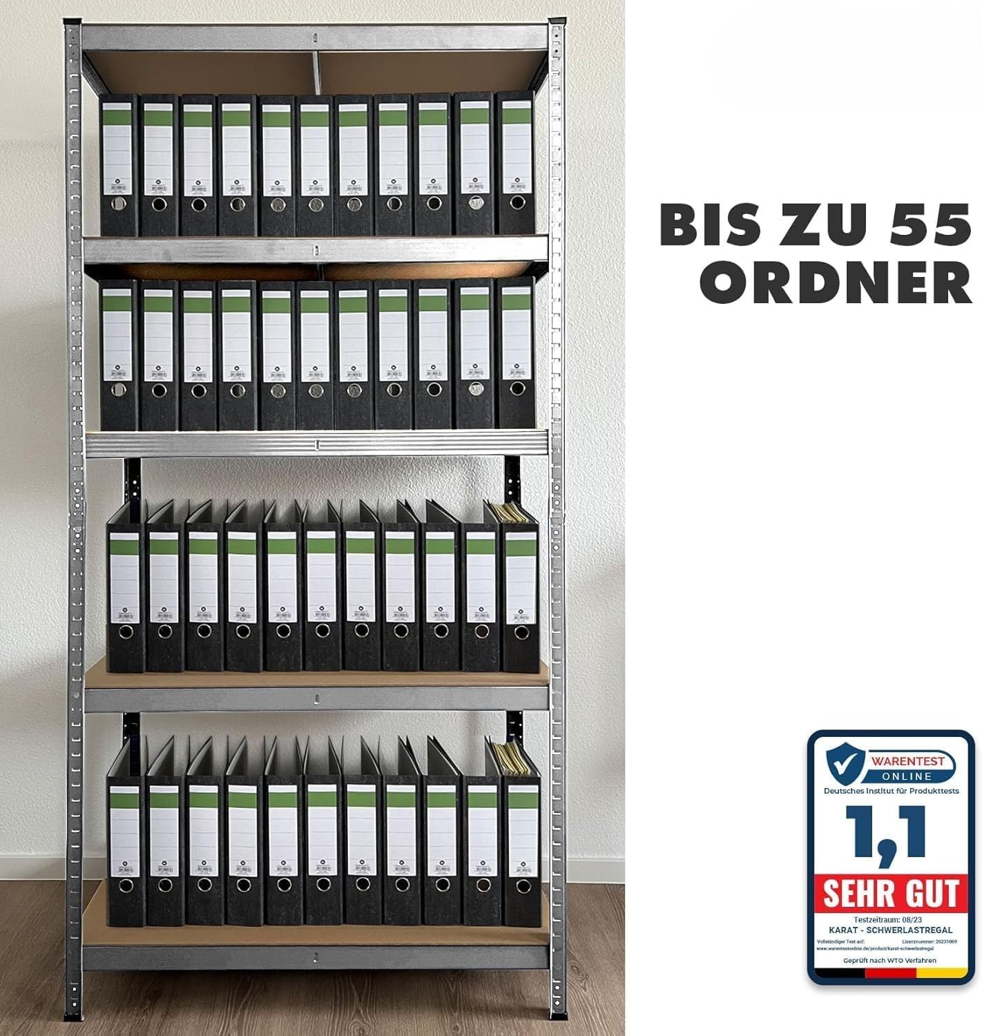 KARAT schwerlastregal - Steckregal, Kellerregal, Lagerregal, Werkbank - Traglast bis 1250 kg - Schnelle Montage & Standsicher (Verzinkt, 180 x 90 x 45 cm)