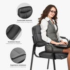Sweetcrispy Besucherstühle, Konferenz-Empfangsstühle, Bequeme Arbeitsstühle, Bürostühle mit hochwertiger Halbpolsterung und Kunstlederbezug, Wartezimmerstuhl mit Armlehnen, gepolstert, 1er-Set