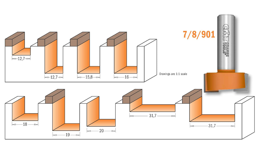 CMT ORANGE TOOLS 901.190.11 - LANGLOCH NUTFRÄSER HM S=8 D=19X19