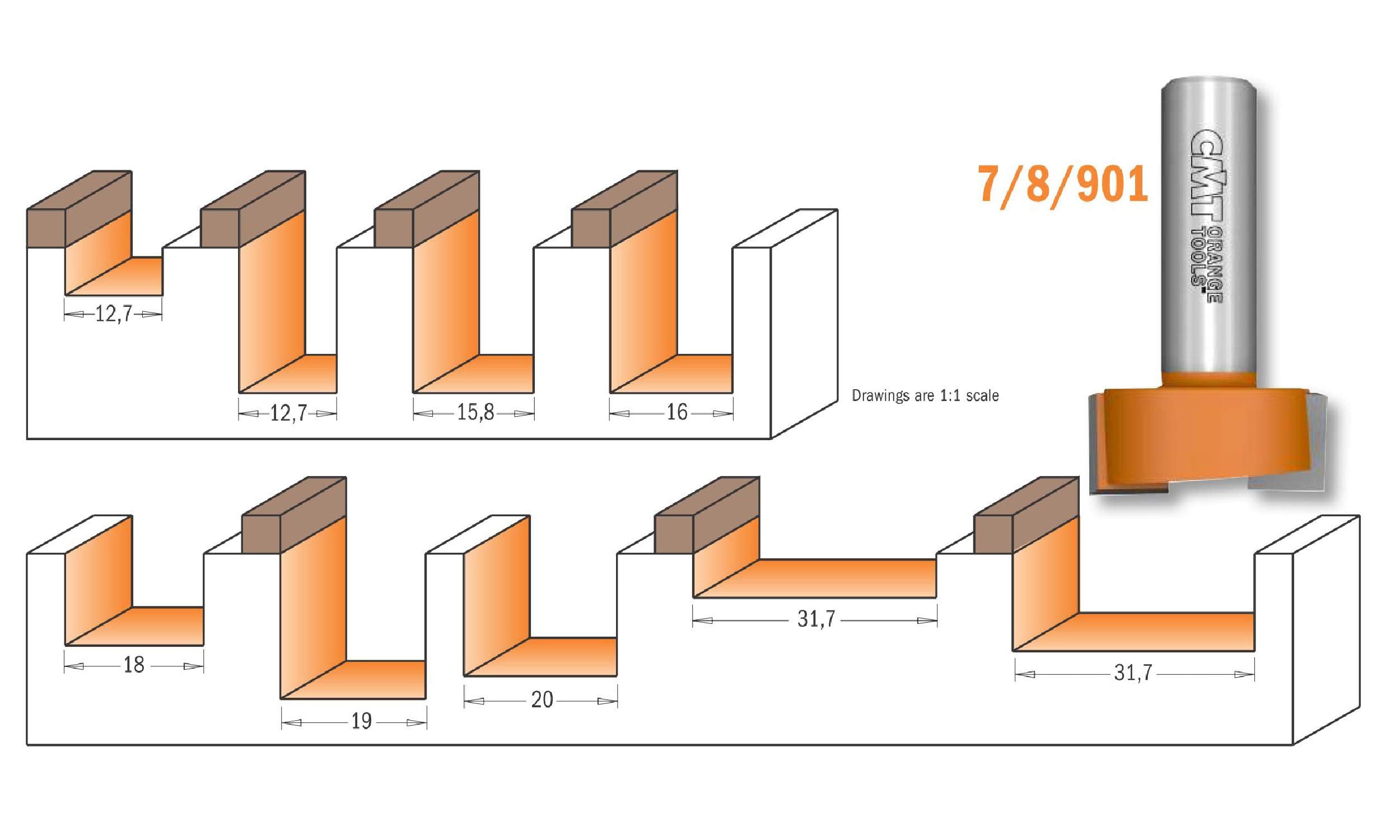 CMT ORANGE TOOLS 901.190.11 - LANGLOCH NUTFRÄSER HM S=8 D=19X19