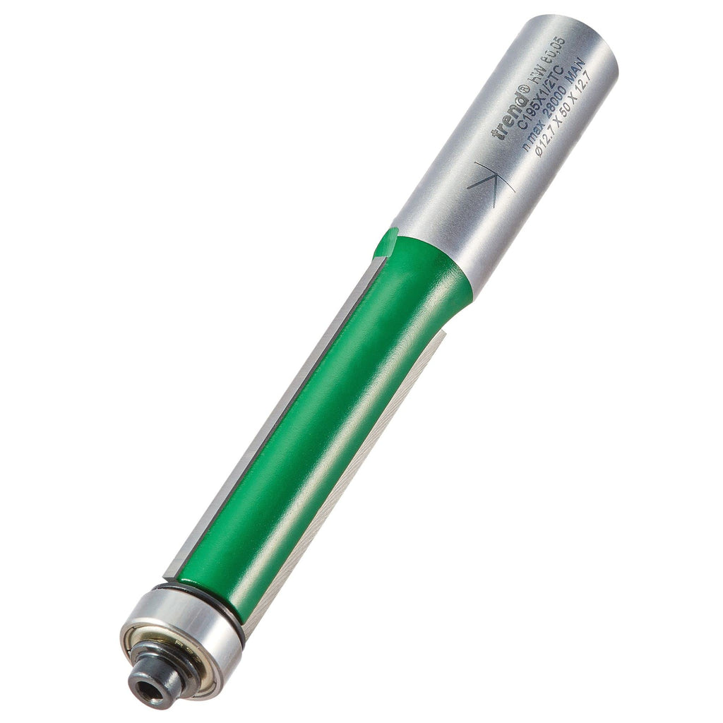 Trend CraftPro Kugelgelagerter Kantenfräser, 1/2 Zoll Schaft, 12,7 mm Schnittdurchmesser, 50 mm Schnittlänge, Hartmetallbestückt, C195X1/2TC