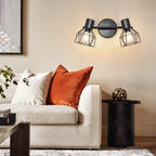 Dehobo Led Deckenstrahler Schwenkbar 350° - Deckenleuchte E14 2 Flammig Rund - Deckenlampe Spots Led Schwarz - Küchenlampe Wohnzimmerlampe Deckenspot Schlafzimmer